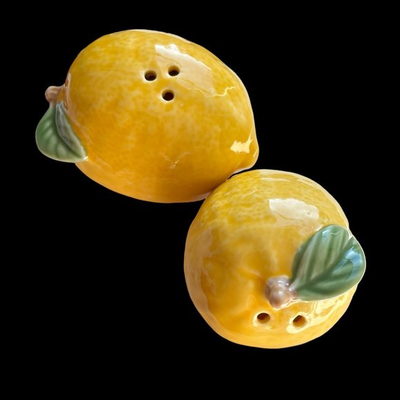 Creative Co-Op Other - Creative Co-op Stonewear Lemon Salt and Pepper Shakers Yellow Green EUC Citrus